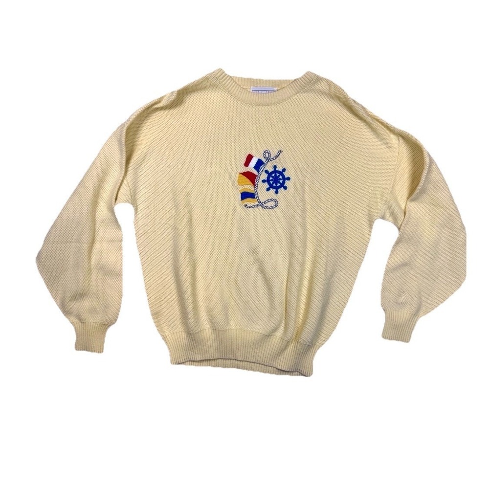 Vintage Lord Jeff Nautical Sweater USA Made XL Embroidered Sailing Preppy